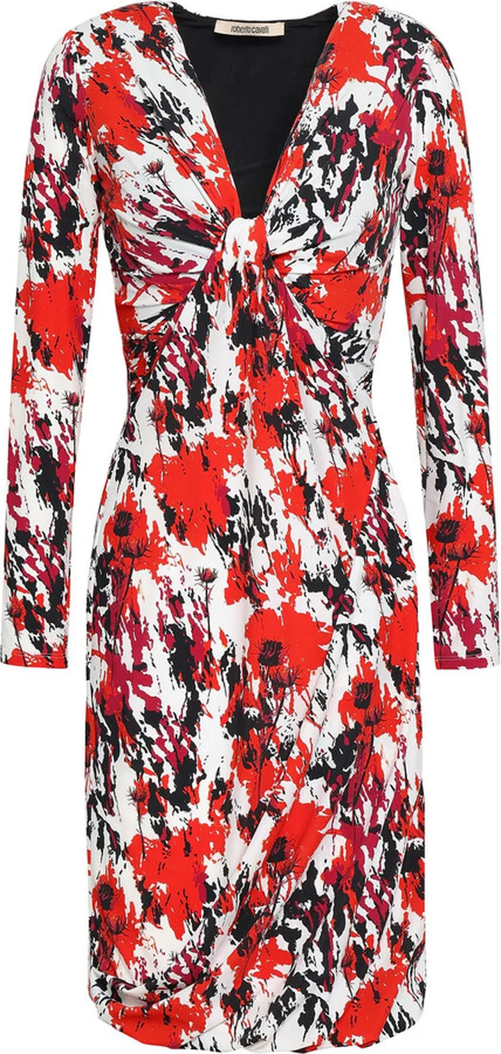 Twisted printed stretch-jersey dress
