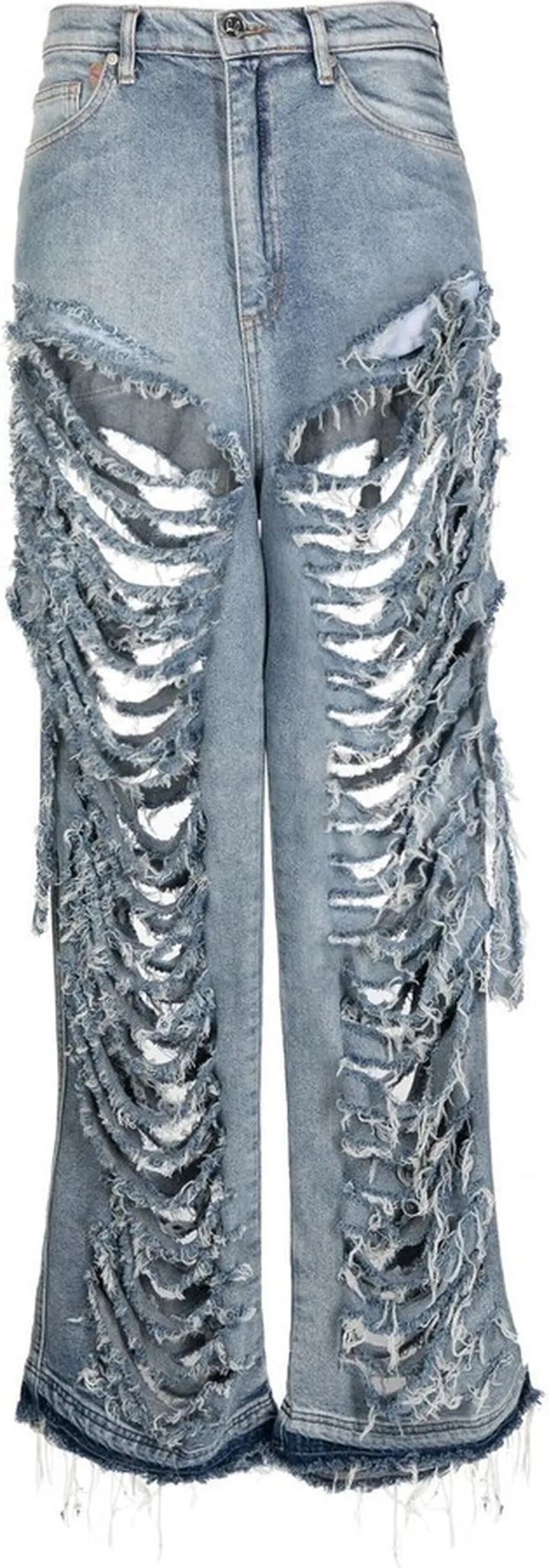 Light-Wash Denim Ragged Jeans