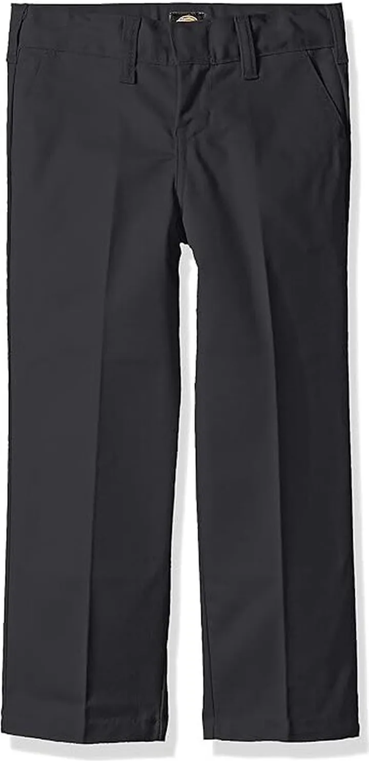 Dickies Boys' Flexwaist Flat Front Straight Leg Pant (Charcoal) Men's Clothing