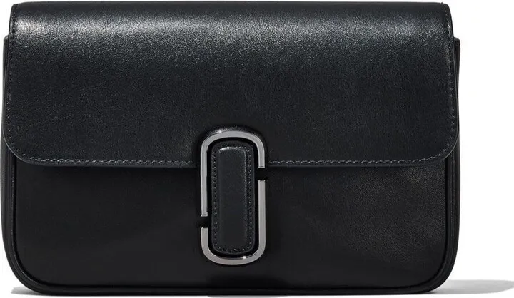 'the J' Black Crossbody Bag Wioth Front Logo In Leather Woman