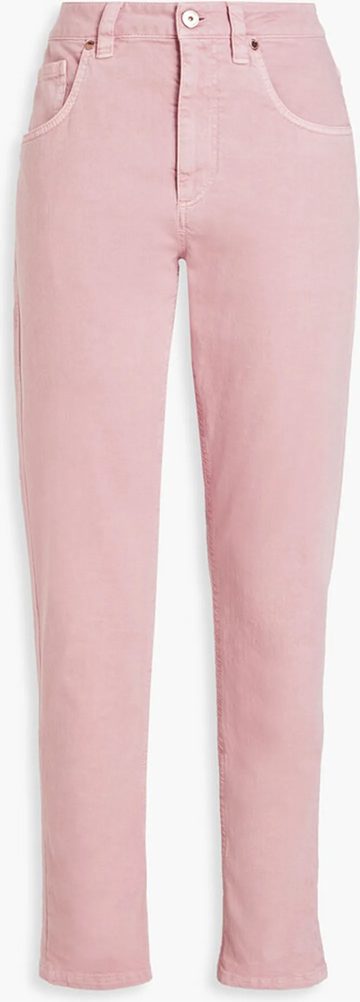 Bead-embellished high-rise tapered jeans