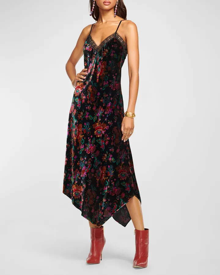 Mariana Floral Velvet Midi Dress