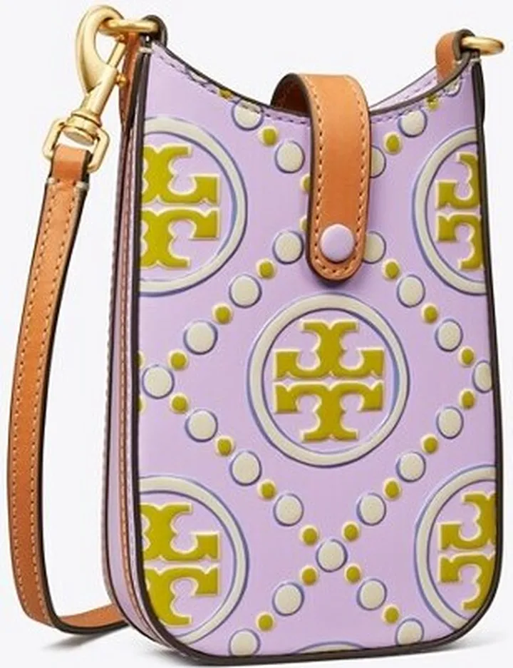 T Monogram Contrast Embossed Phone Crossbody