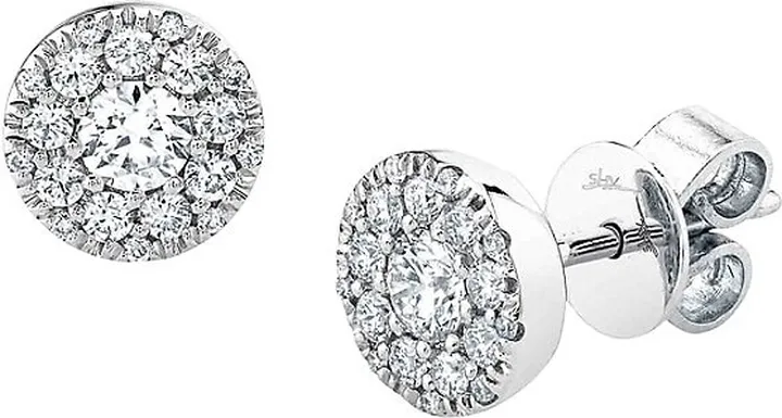 14K White Gold & 1 TCW Diamond Cluster Stud Earrings