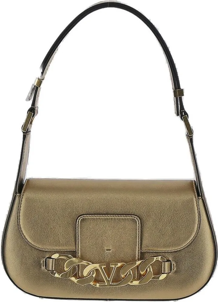 Valentino VLogo Chained Metallic Effect Shoulder Bag