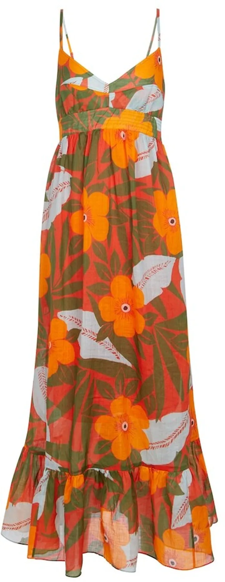 Oleander floral ramie maxi dress