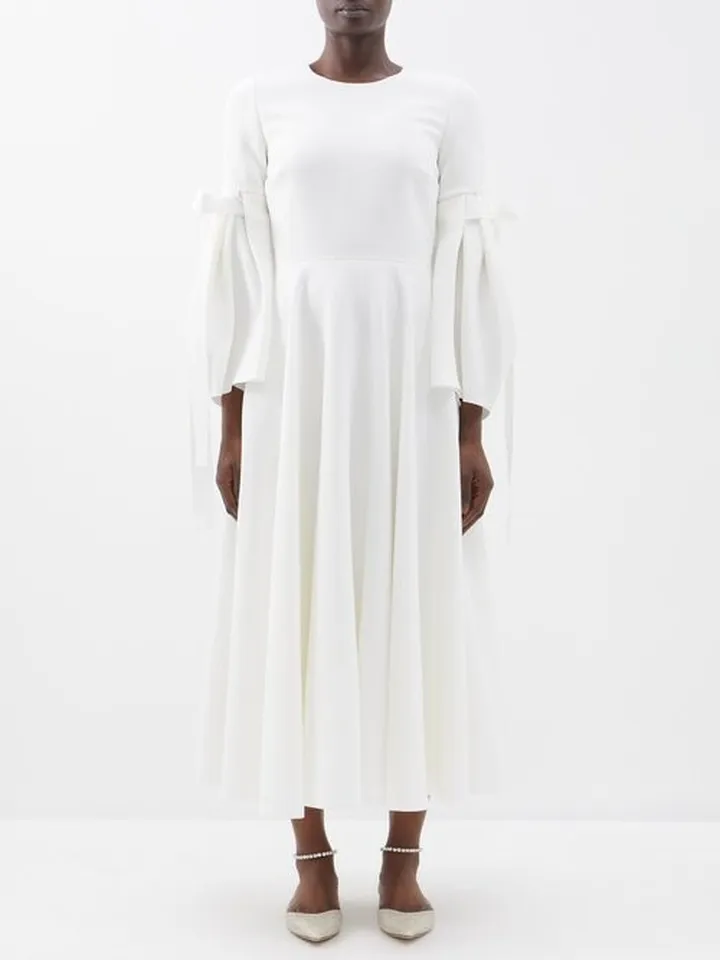 Calmina Tie-sleeve Crepe Midi Dress
