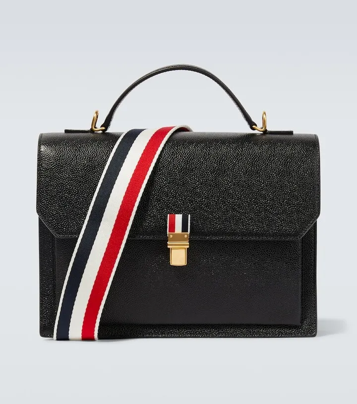 Tricolor leather briefcase