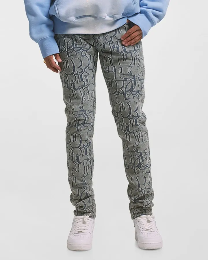 Men's Terry Graffiti Tag Laser Jeans