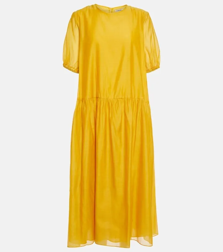 Olimpia cotton and silk voile midi dress