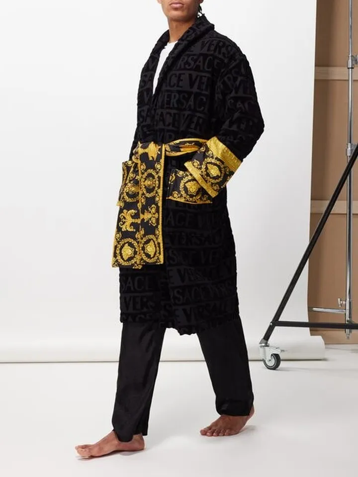 I Love Baroque Logo-jacquard Cotton-terry Bathrobe