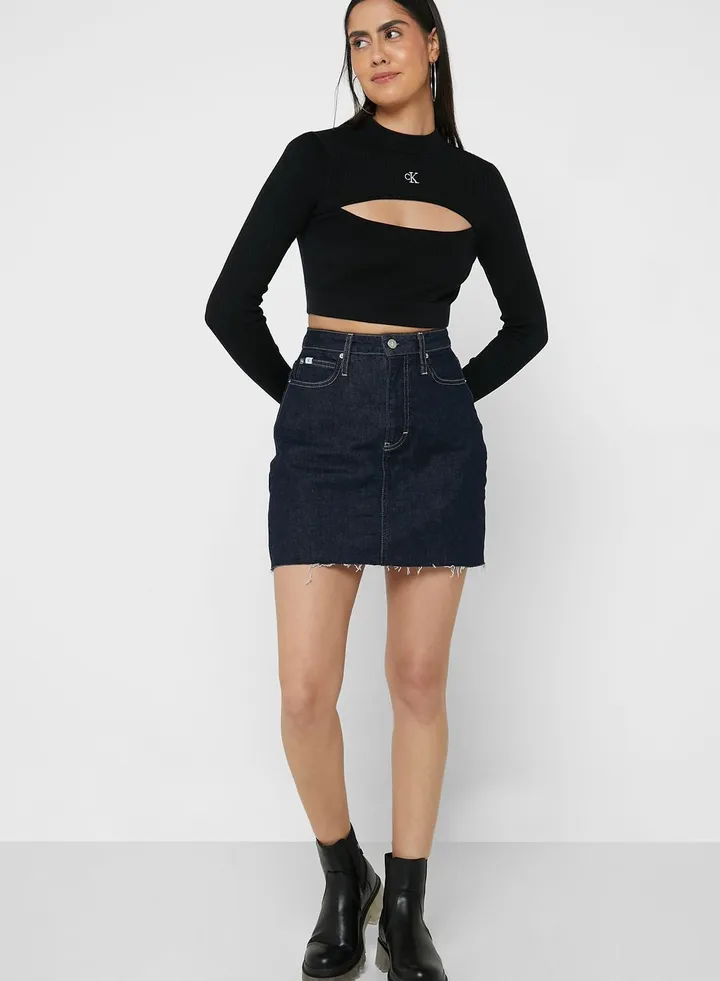 Pocket Detail Denim Mini Skirt