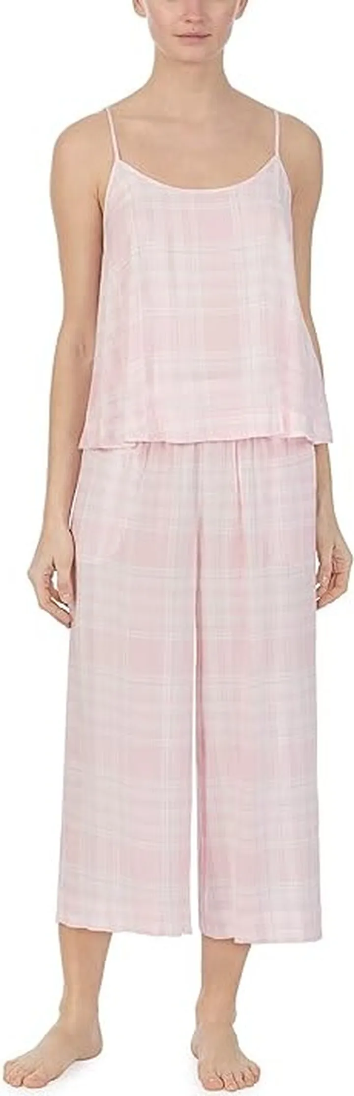 DKNY Cami Culottes PJ Set (Sorbet Plaid) Women's Pajama Sets