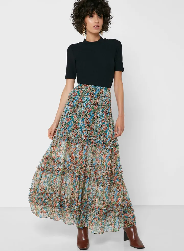 High Waist Printed Skirt