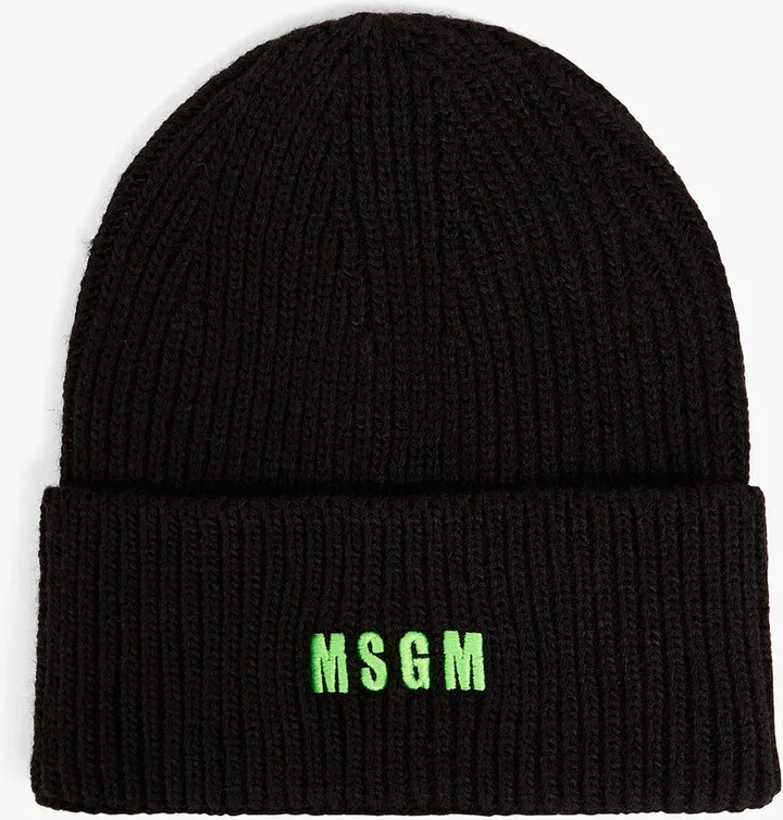 Logo-embroidered knitted beanie