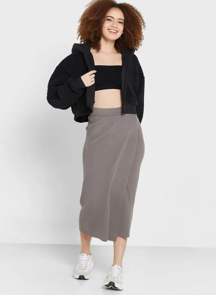 High Waist Wrap Fitted Skirt