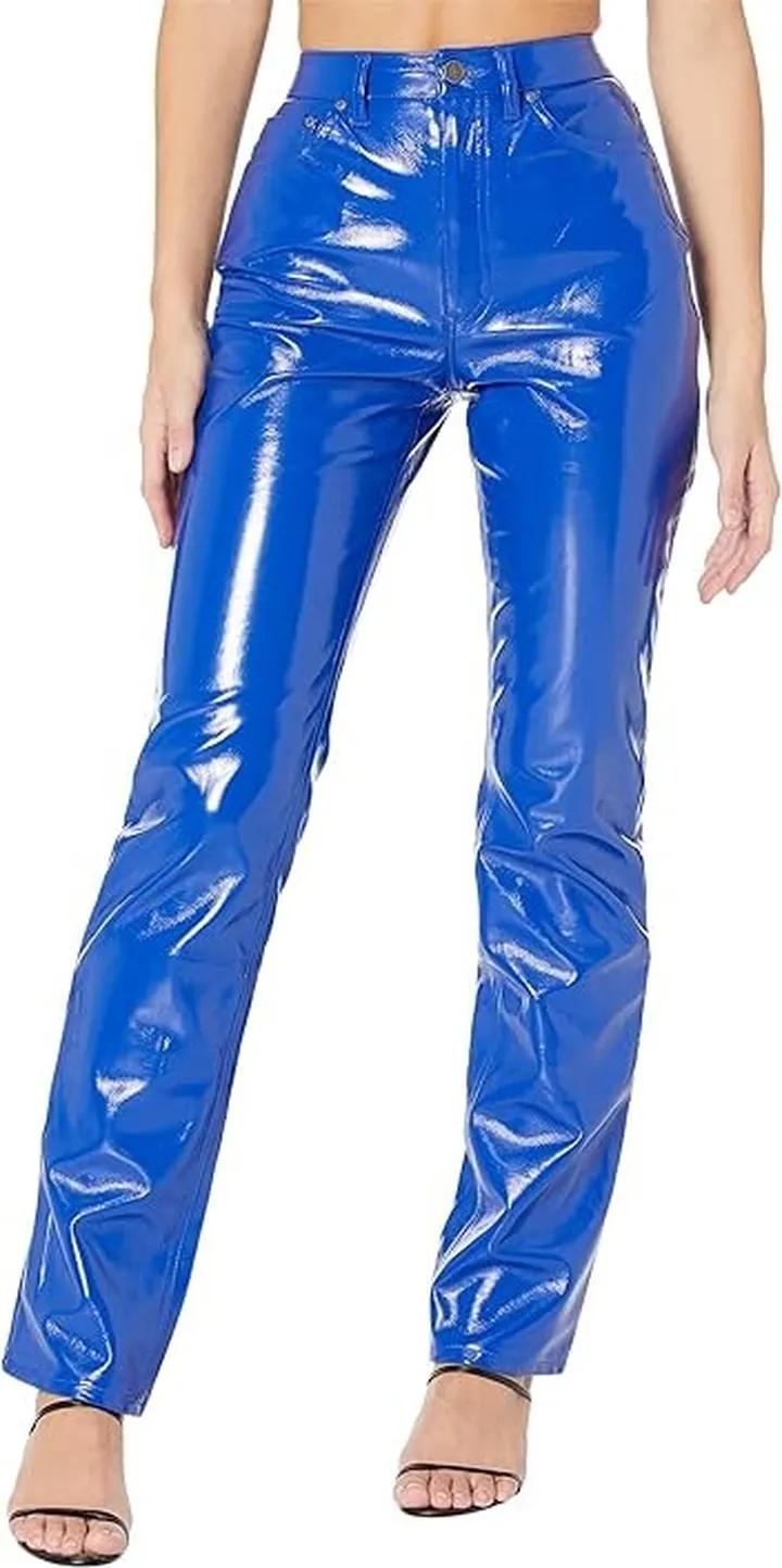 AFRM Heston Patent High-Rise Straight Leg (Cobalt Blue) Women's Casual Pants
