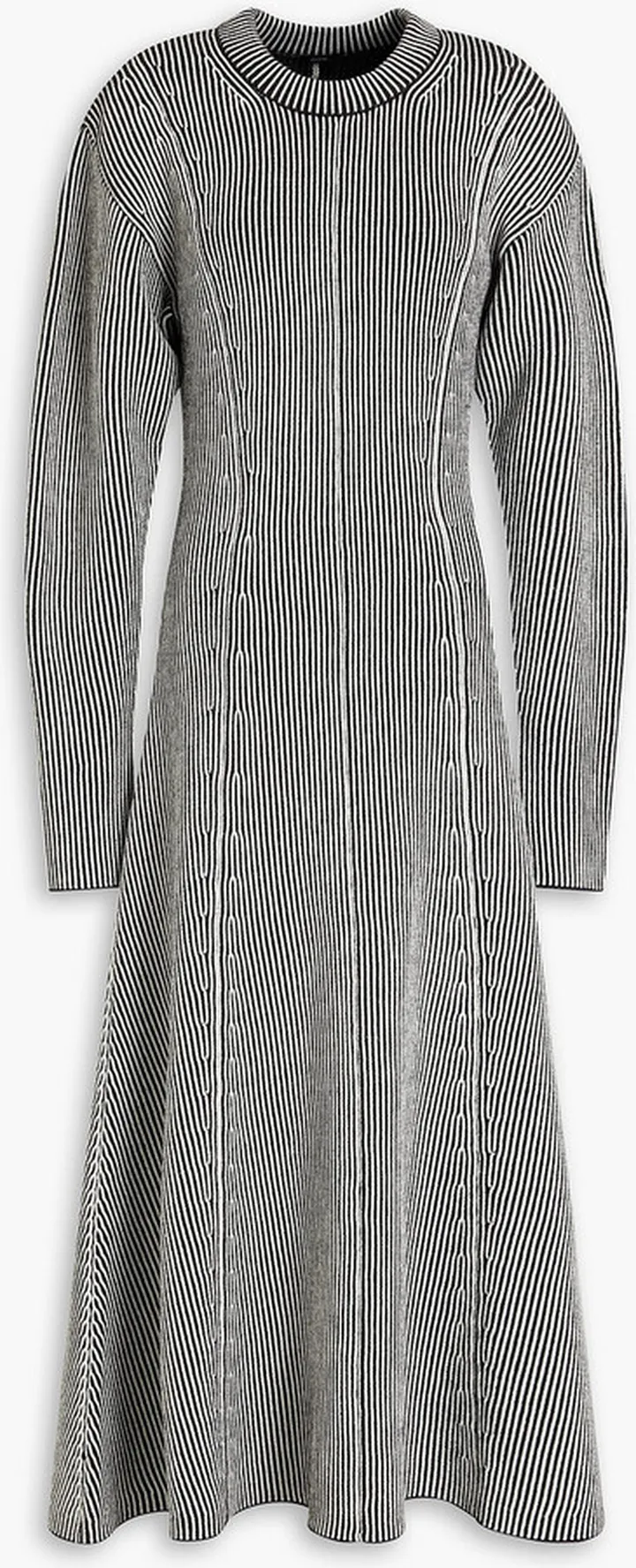 Striped merino wool-blend midi dress