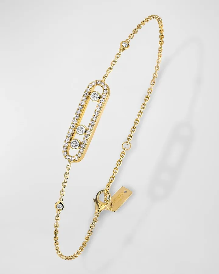 Baby Move 18K Yellow Gold Pave Diamond Station Chain Bracelet