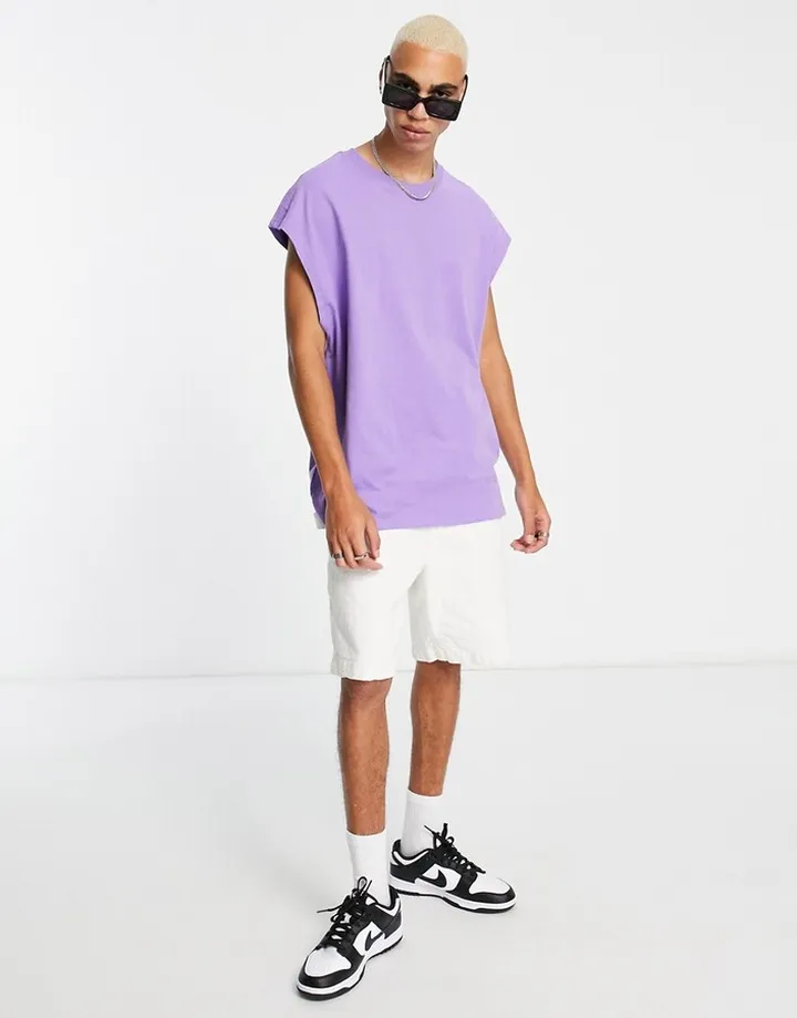 Bershka Oversized T-Shirt In Lilac
