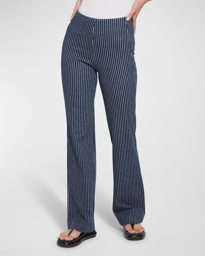 Striped High-Rise Flare Trousers