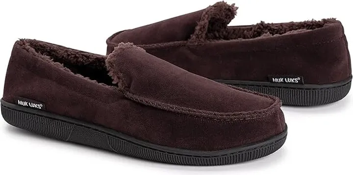 MUK LUKS S Men's Faux Suede Moccasins Slipper (Brown) Men's Slippers