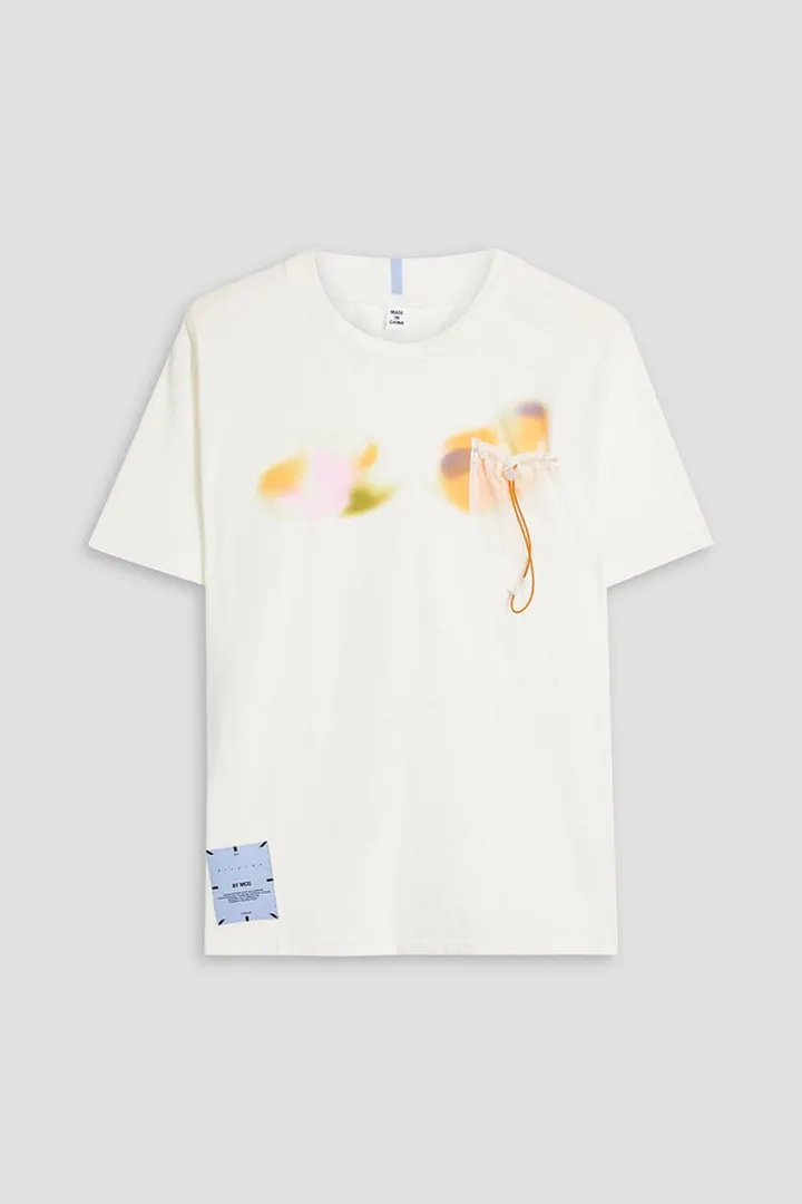 Appliquéd printed cotton-blend jersey T-shirt