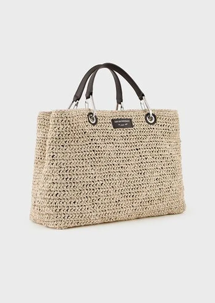 Medium MyEA shopper bag in matelassé straw