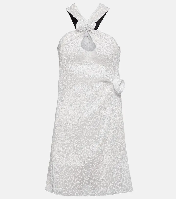 Embellished halterneck minidress