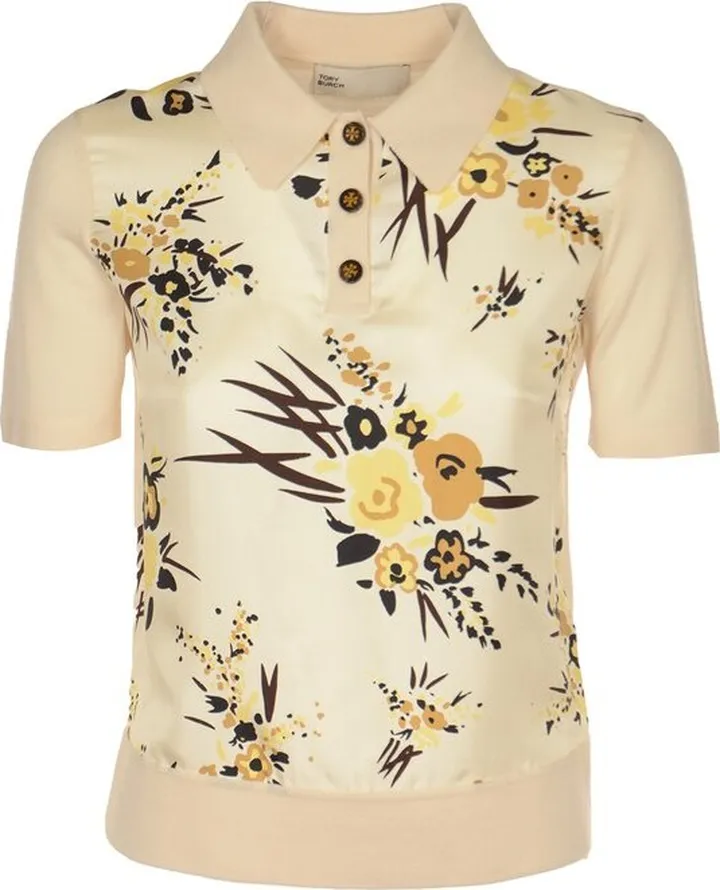 Tory Burch Floral Print Polo Shirt