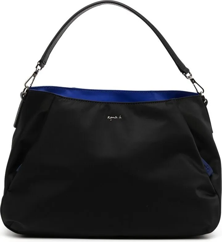 Logo-Plaque Satin Shoulder Bag