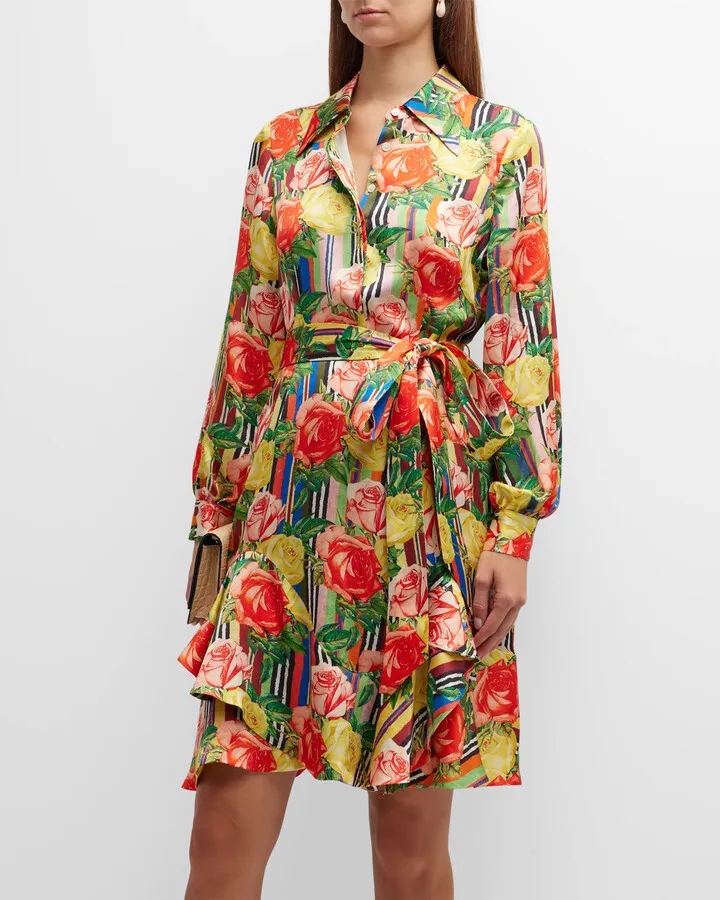 Tequila Sunrise Tie-Belted Dress
