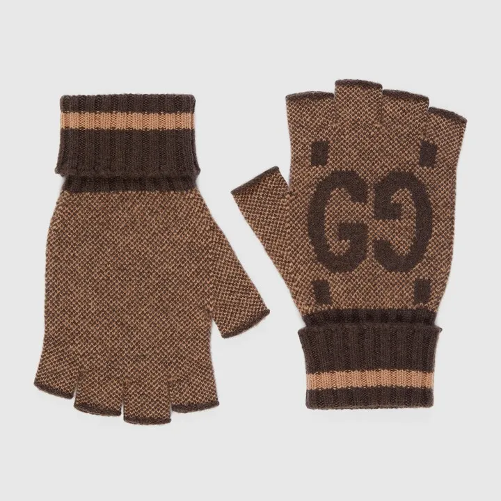 GG cashmere fingerless gloves