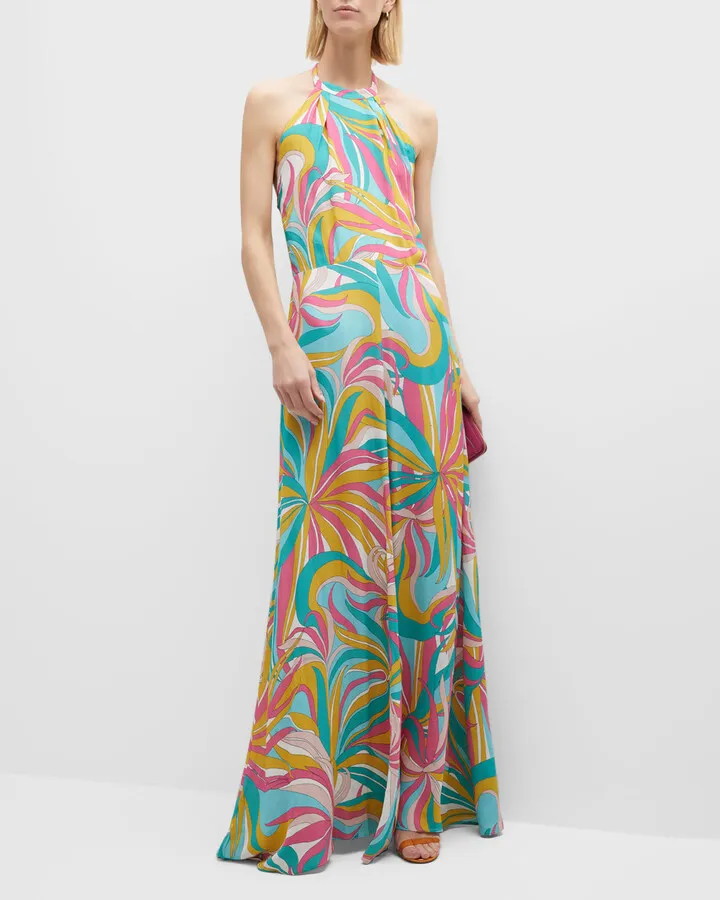 La Rioja Floral Crepe De Chine Maxi Dress