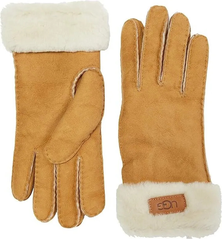 UGG Turn Cuff Water Resistant Sheepskin Gloves (Chestnut) Extreme Cold Weather Gloves