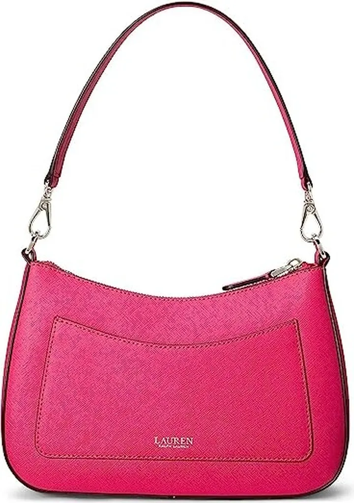 LAUREN Ralph Lauren Crosshatch Leather Medium Danni Shoulder Bag (Sport Pink) Handbags