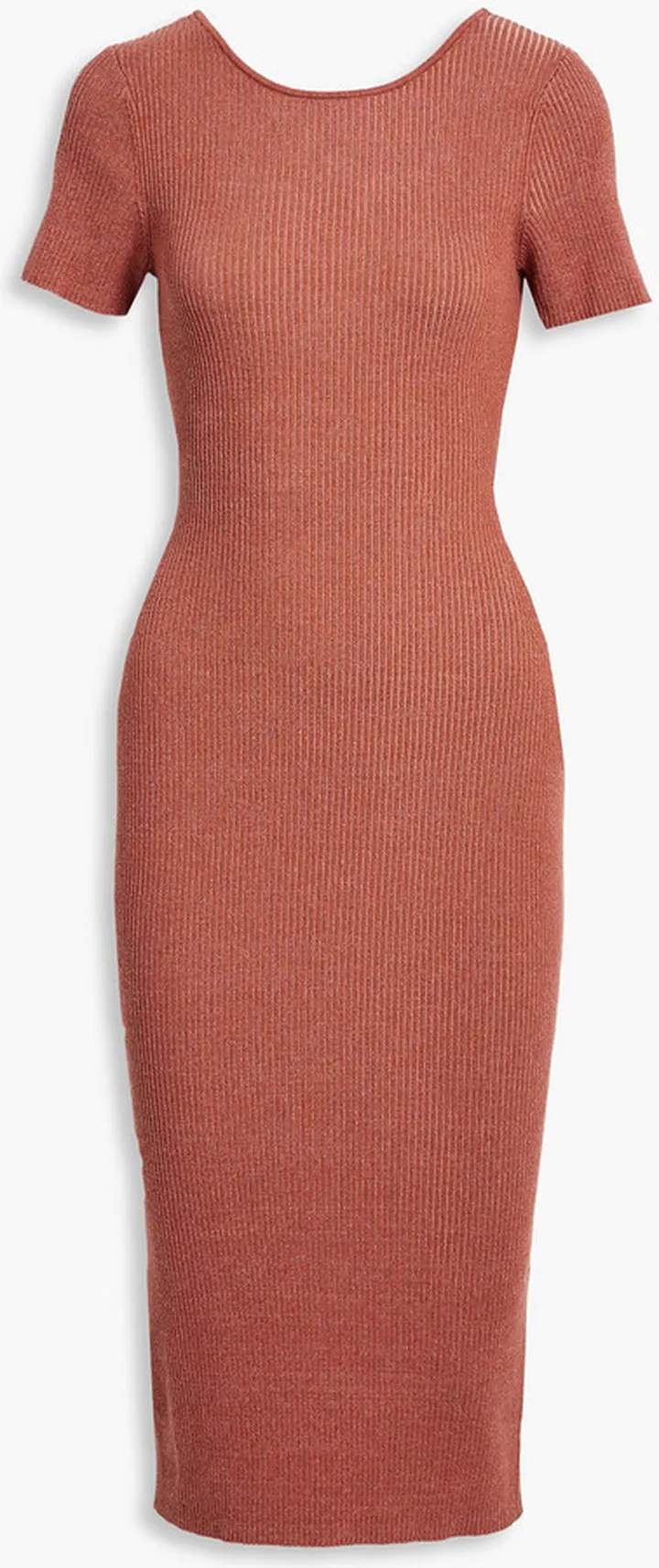 Reversible ribbed cotton-blend midi dress