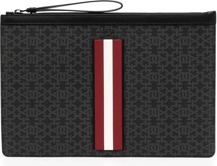 Monogram-Print Leather Clutch Bag