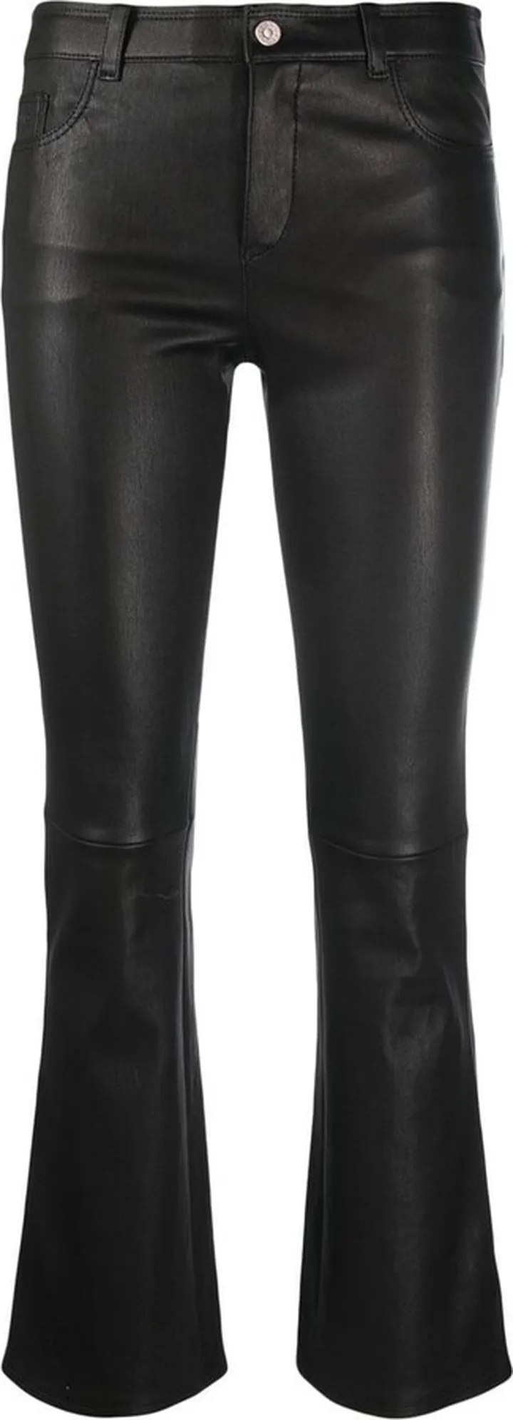 Cropped Leather Flared Trousers