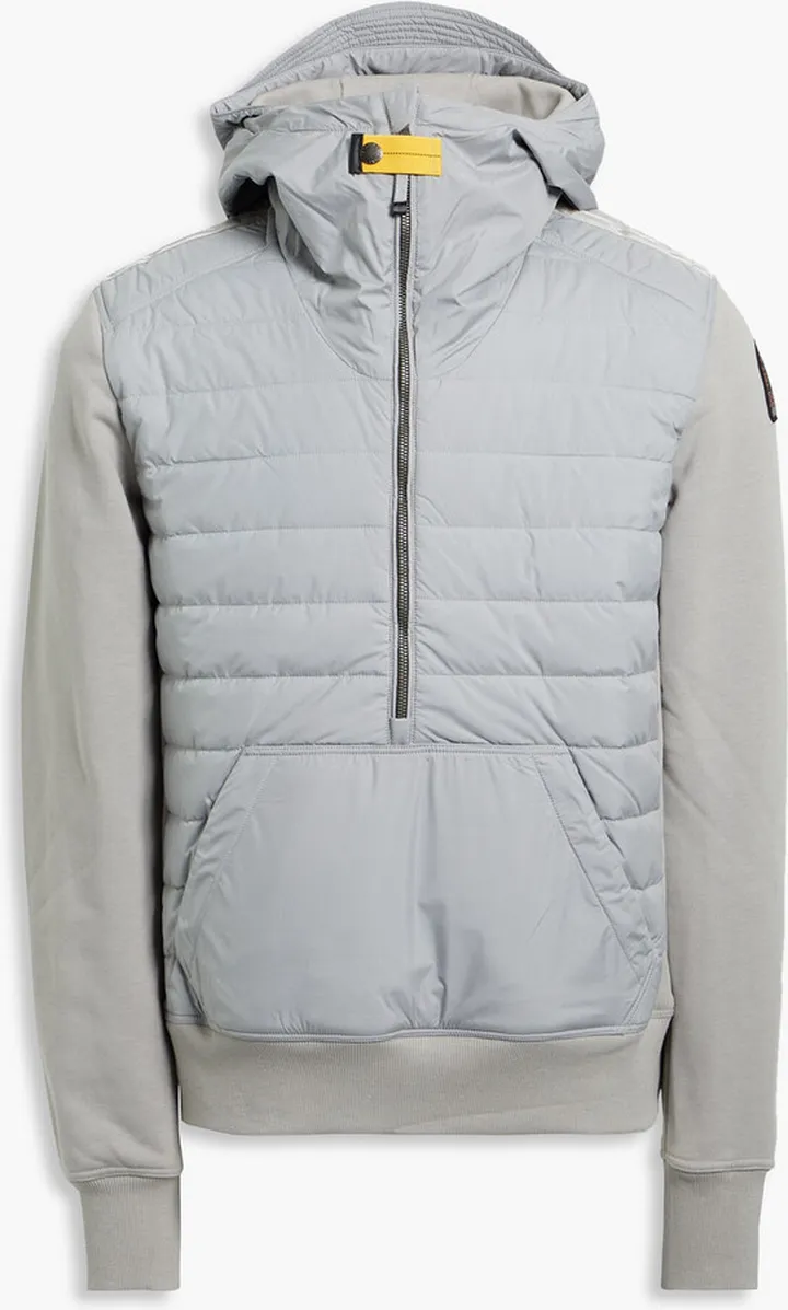Quilted shell-paneled fleece hoodie