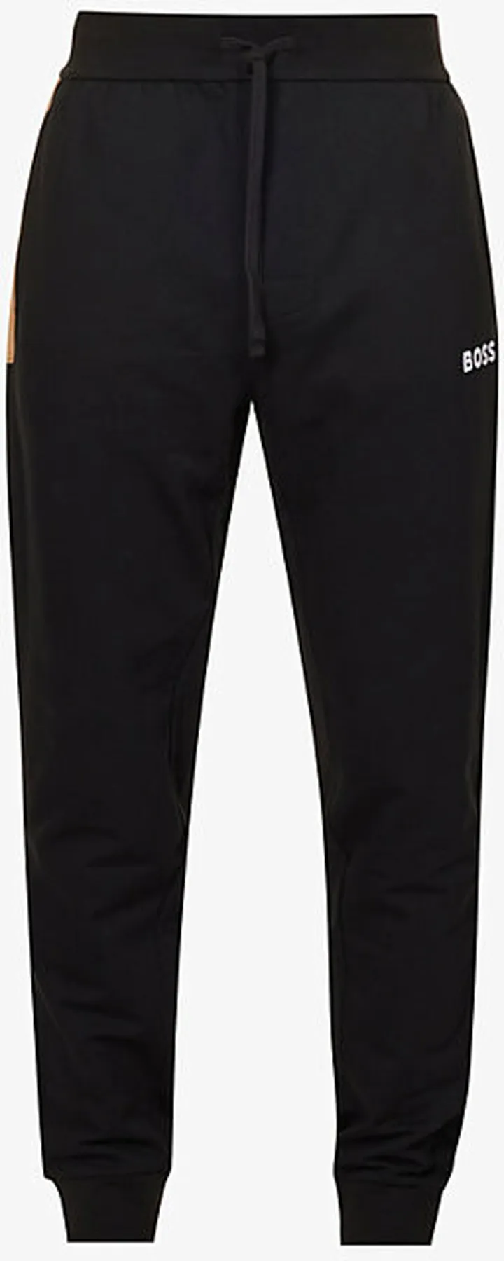 Mens Black Iconic Logo Cotton-jersey Pyjama Jogging Bottoms