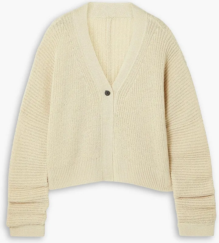 Ribbed linen-blend cardigan