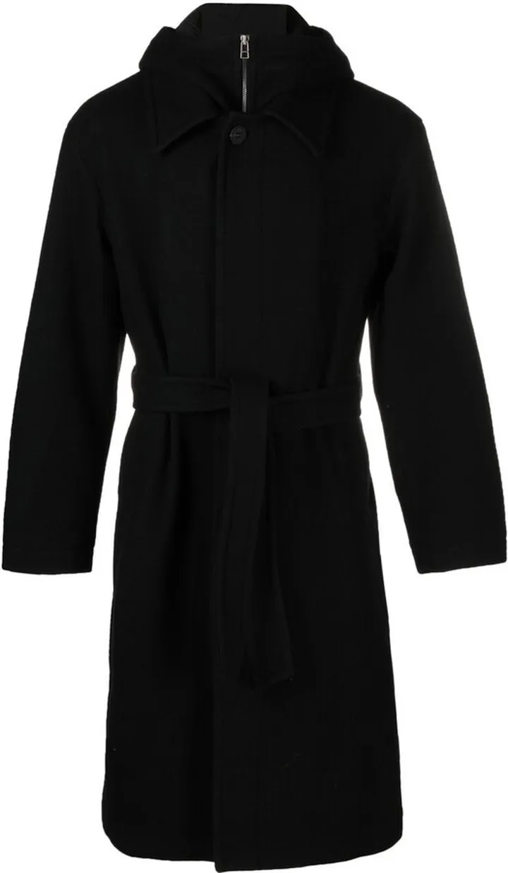 Zip-Up Hooded Wool Coat