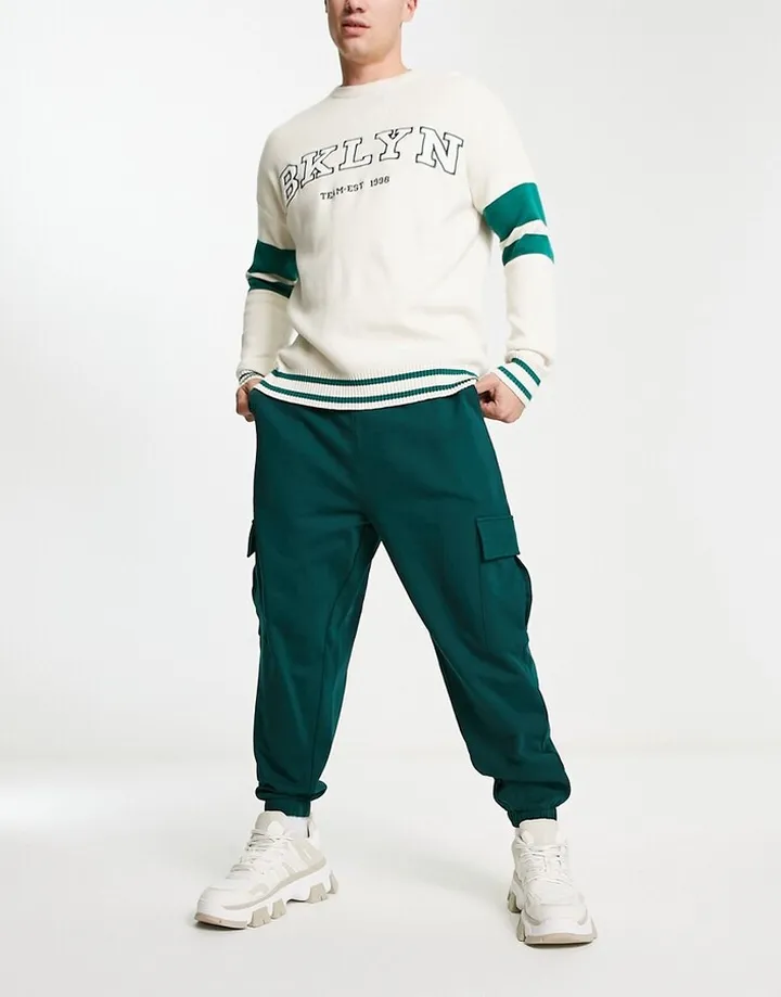 ASOS DESIGN oversized cargo sweatpants in green