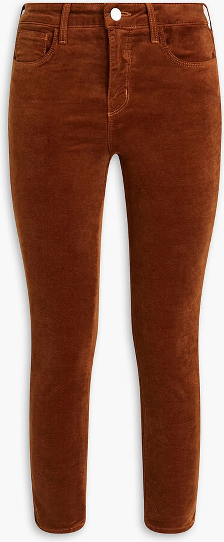 Cropped cotton-blend velvet skinny pants