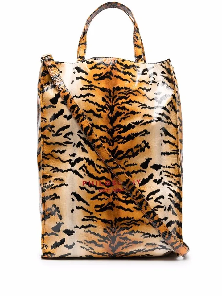 Animal-Print High-Shine Tote