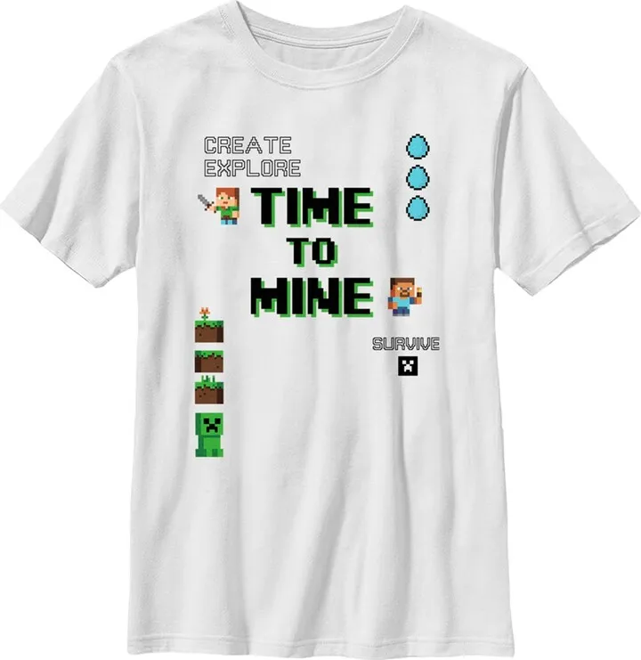 Boy's Minecraft Small Steve and Alex T-Shirt - White - X Large