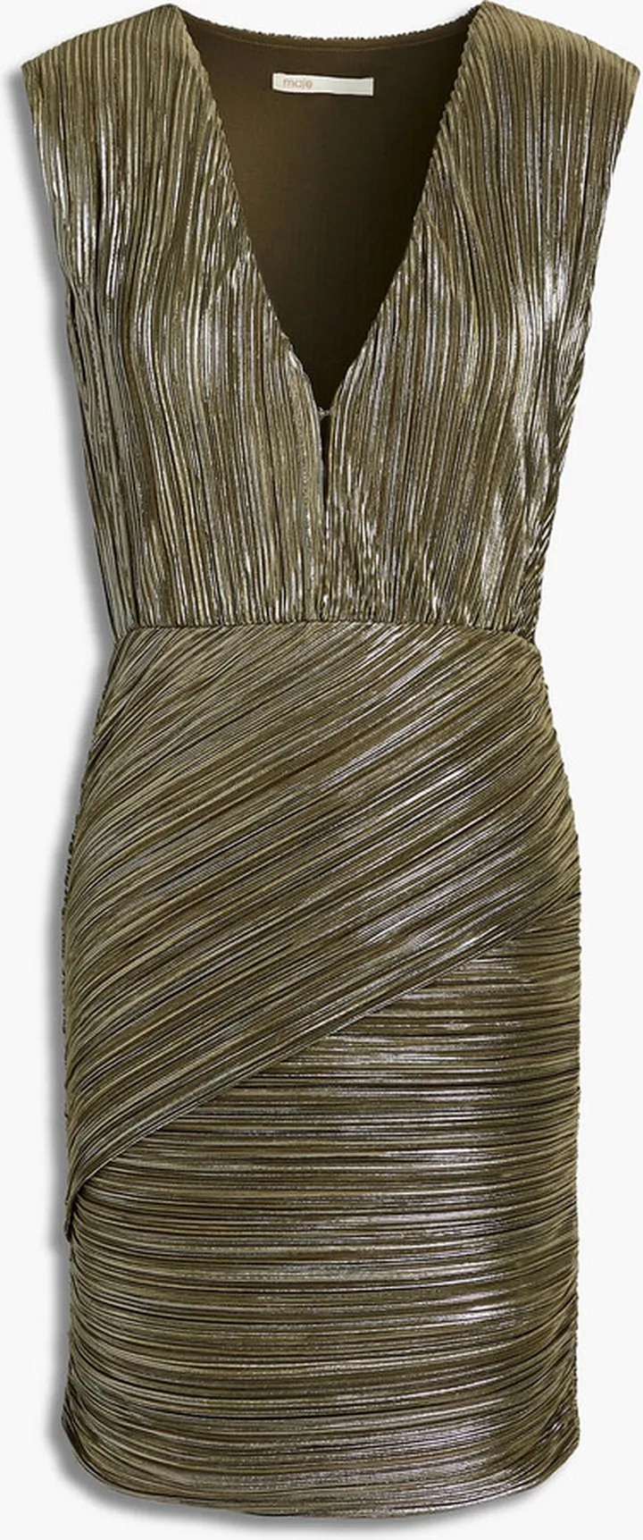 Romea metallic plissé-crepe mini dress