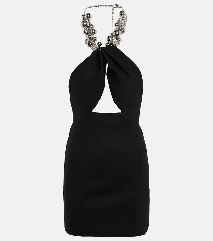 Embellished ponte jersey minidress