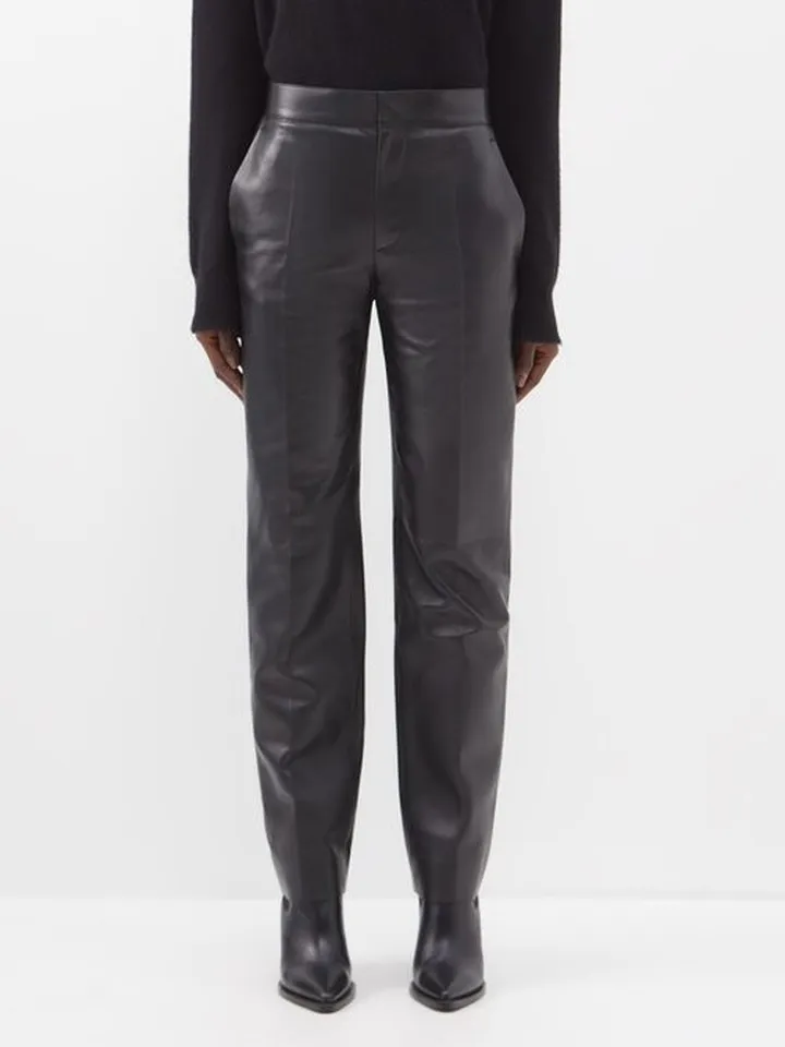 Nappa-leather Straight-leg Trousers